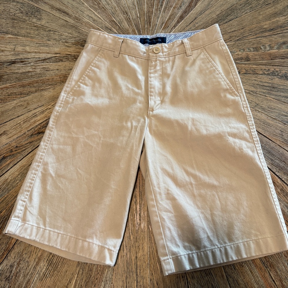 Boys 16 slim Tommy Hilfiger khaki shorts school uniform shorts